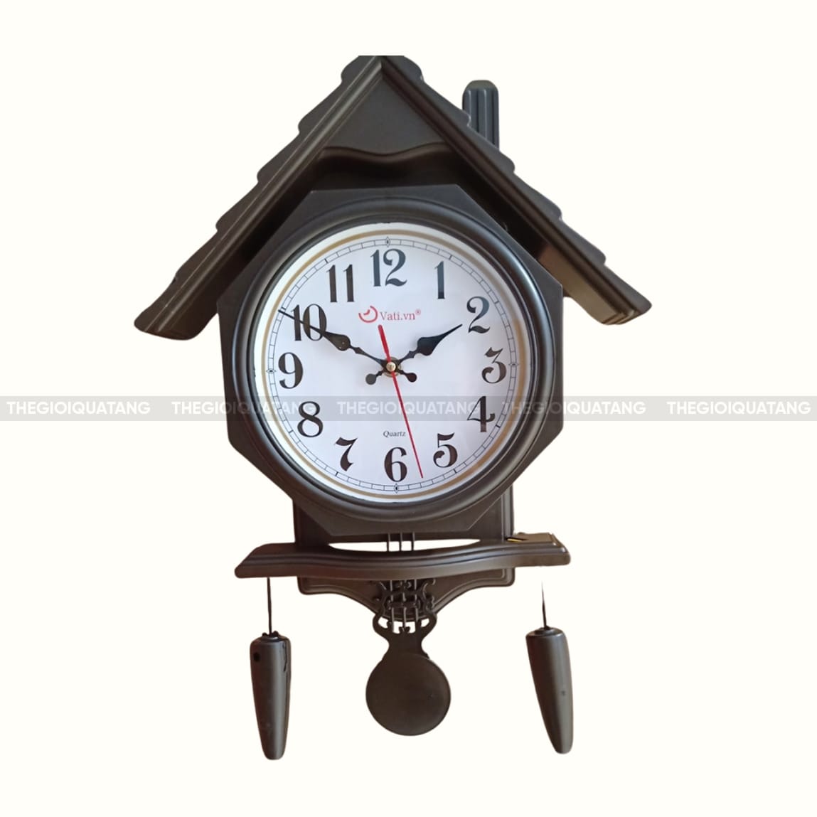 đồng hồ treo tường hình ngôi nhà in logo