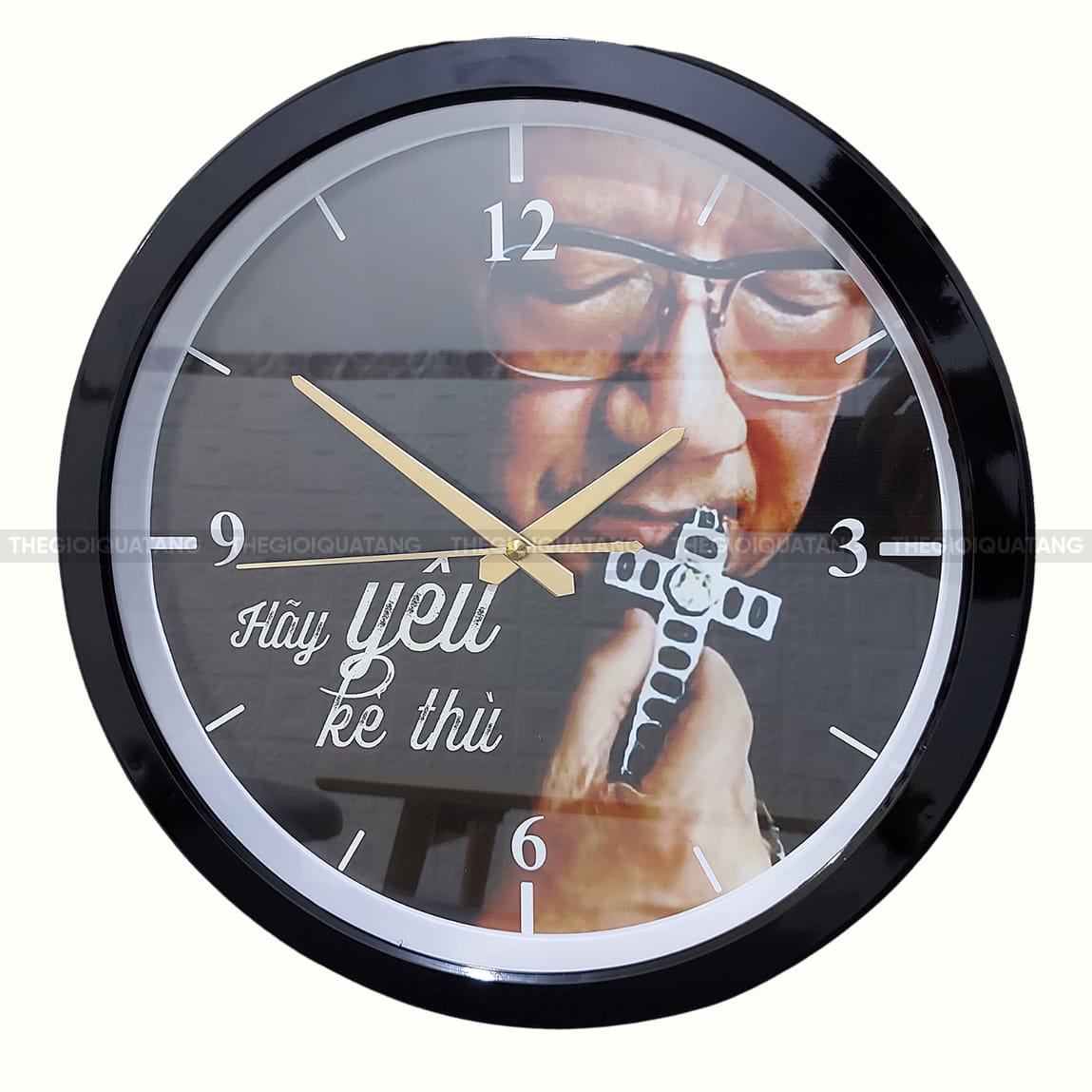 Đồng hồ treo tường quà tặng tròn khung nhựa 2