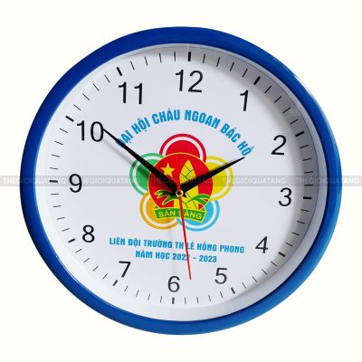 Đồng hồ treo tường tròn quảng cáo in logo 2