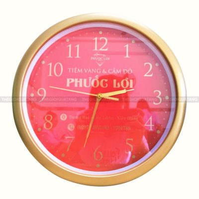 Gia công đồng hồ treo tường tròn in logo làm quà tặng 1