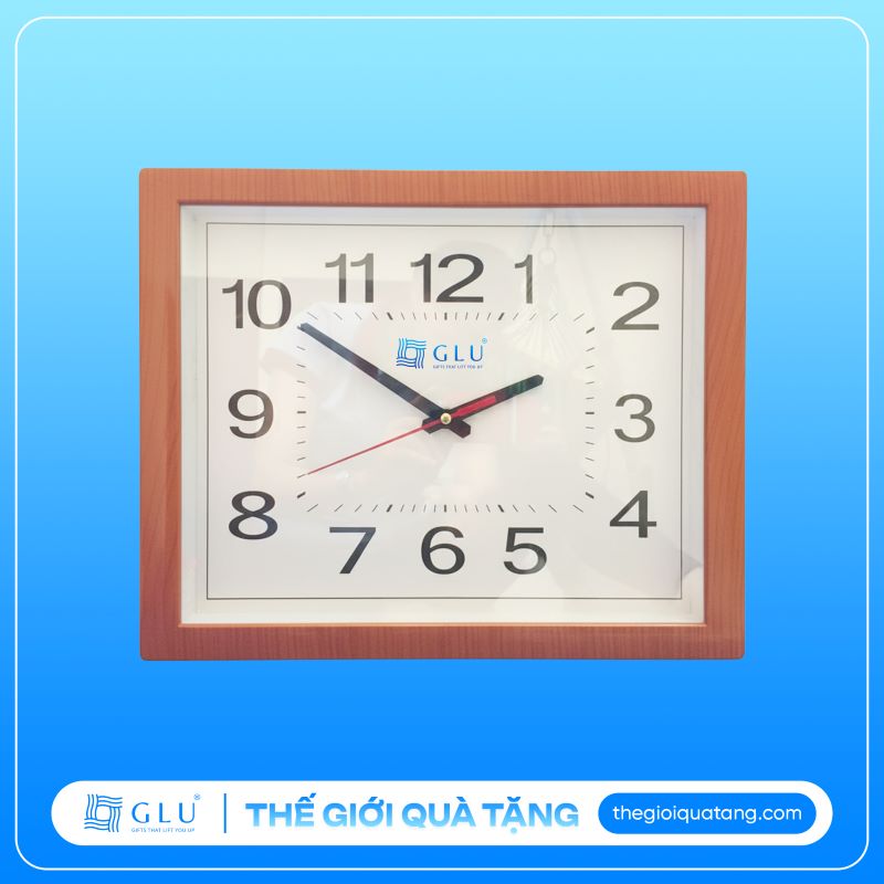đồng hồ treo tường hình chữ nhật in logo