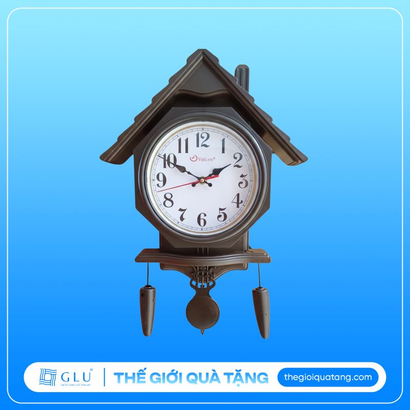 đồng hồ treo tường ngôi nhà in logo