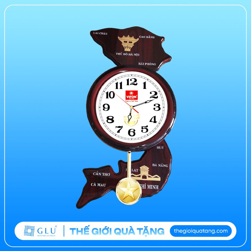 đồng hồ treo tường quảng cáo hình bản đồ việt nam