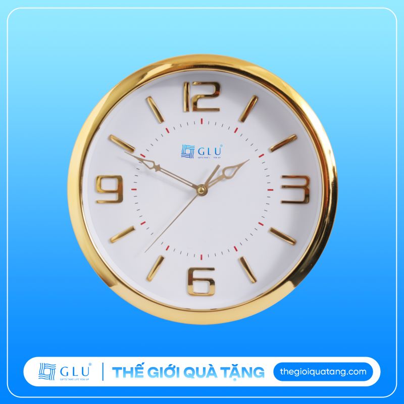 đồng hồ treo tường sơn xi vàng in logo