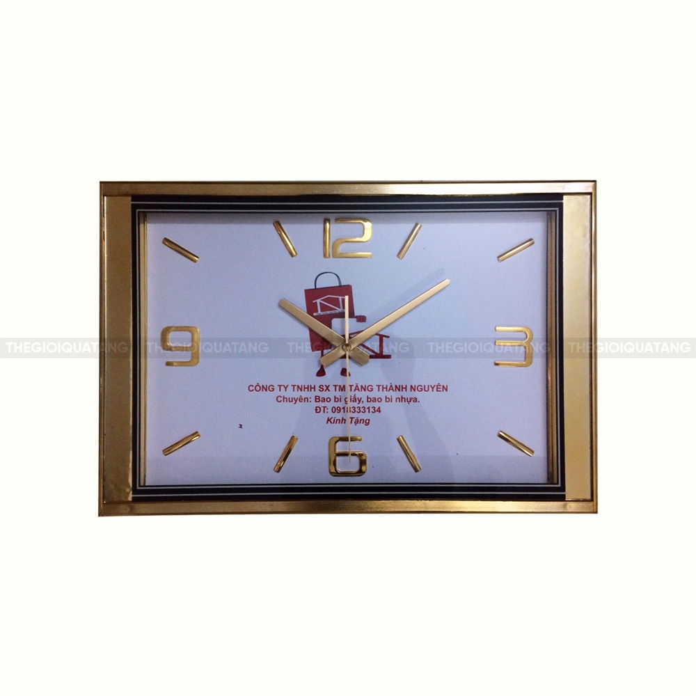 Mẫu đồng hồ treo tường chữ nhật in logo cao cấp 1