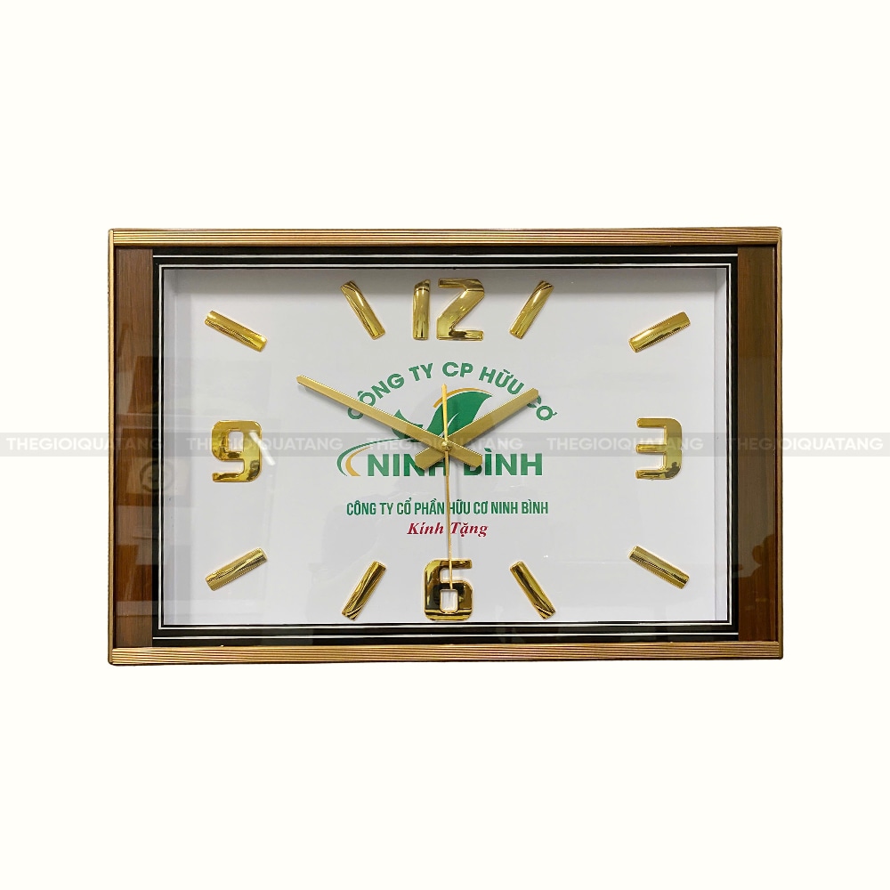 Mẫu đồng hồ treo tường chữ nhật in logo cao cấp 2