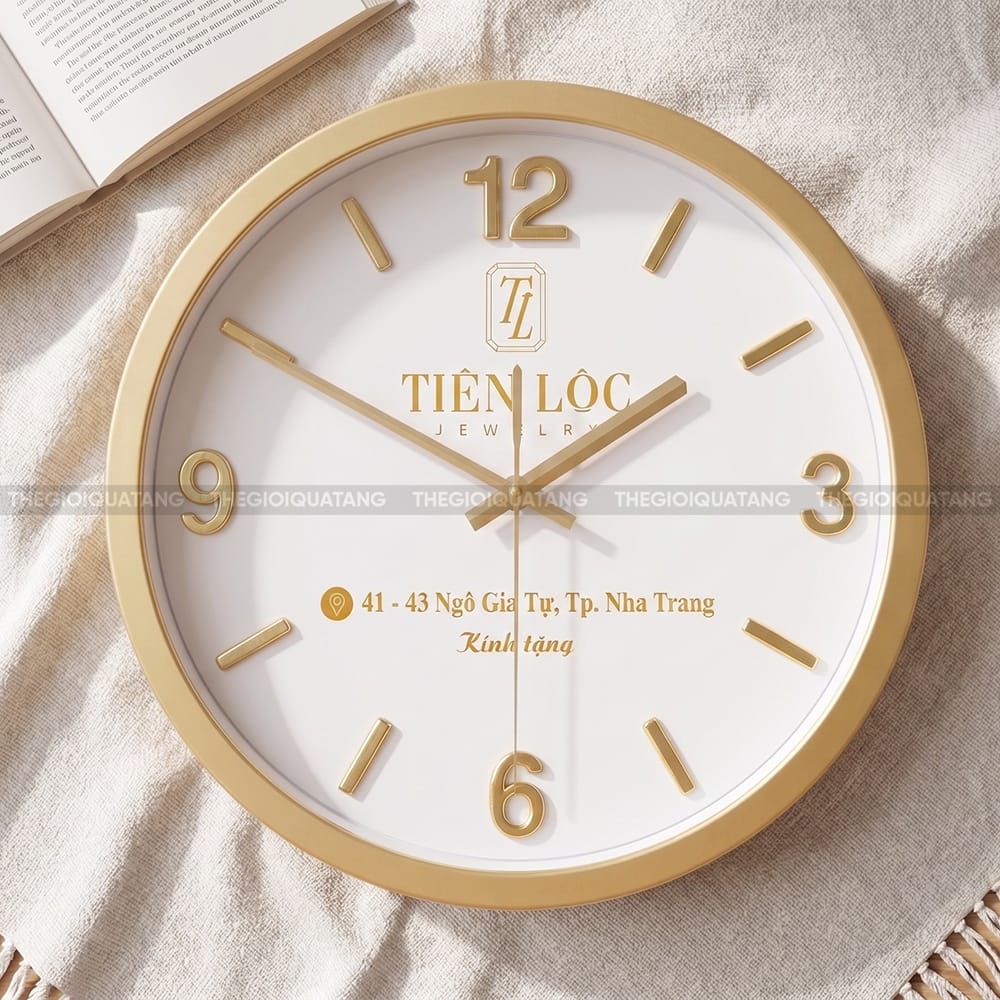 Đồng hồ quảng cáo in logo Trang sức Tiên Lộc 2