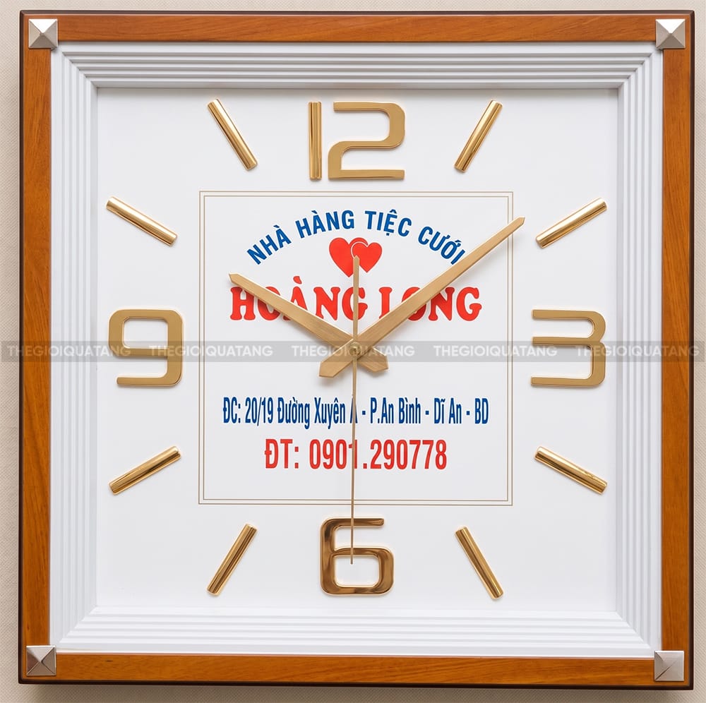 Đồng hồ quảng cáo in logo Nhà Hàng Tiệc Cưới Hoàng Long 2