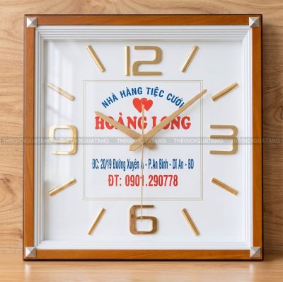 Đồng hồ quảng cáo in logo Nhà Hàng Tiệc Cưới Hoàng Long 3