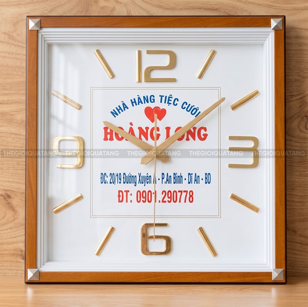 Đồng hồ quảng cáo in logo Nhà Hàng Tiệc Cưới Hoàng Long 3