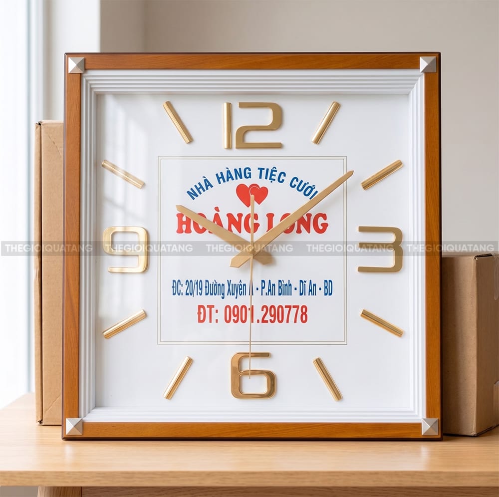 Đồng hồ quảng cáo in logo Nhà Hàng Tiệc Cưới Hoàng Long 4