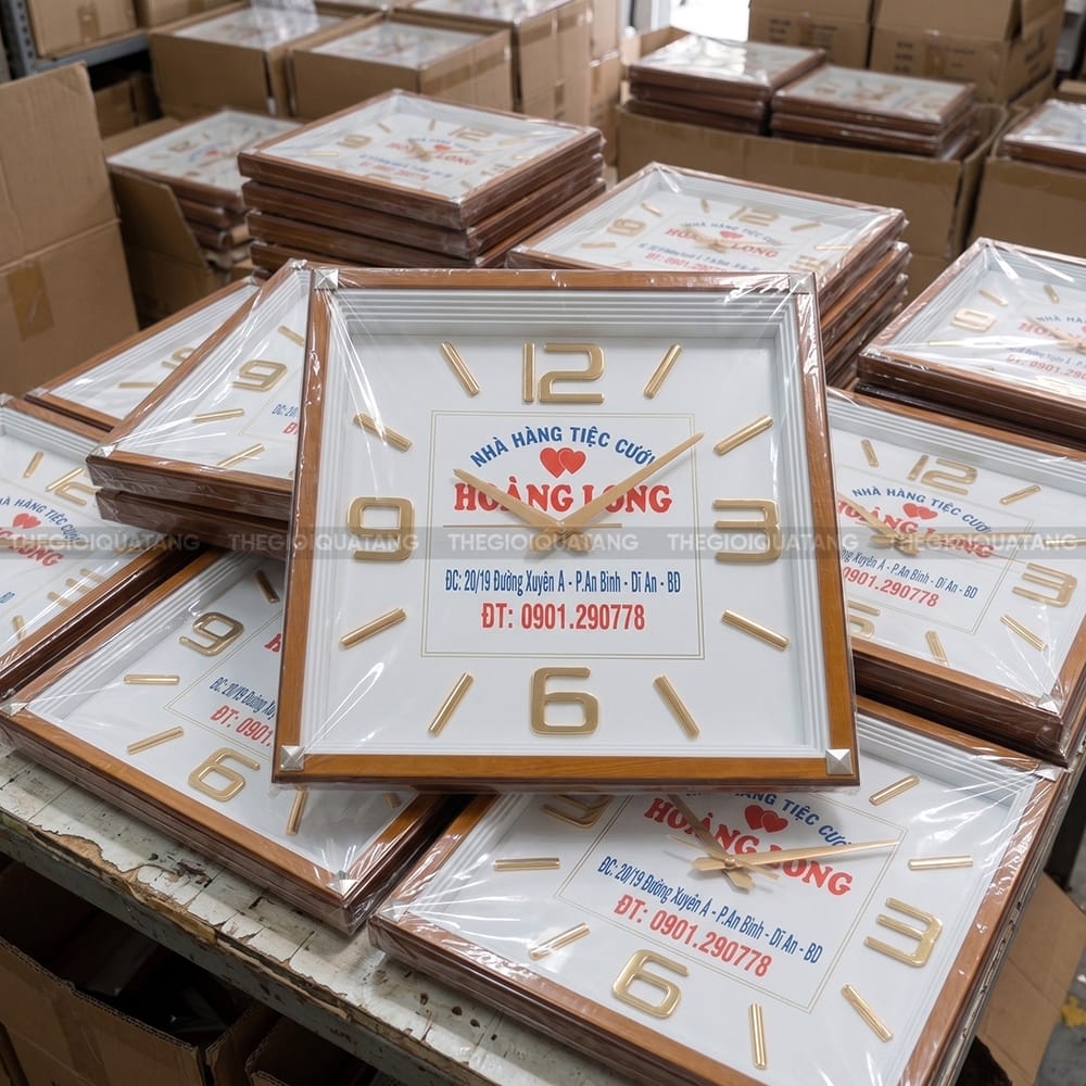 Đồng hồ quảng cáo in logo Nhà Hàng Tiệc Cưới Hoàng Long 6