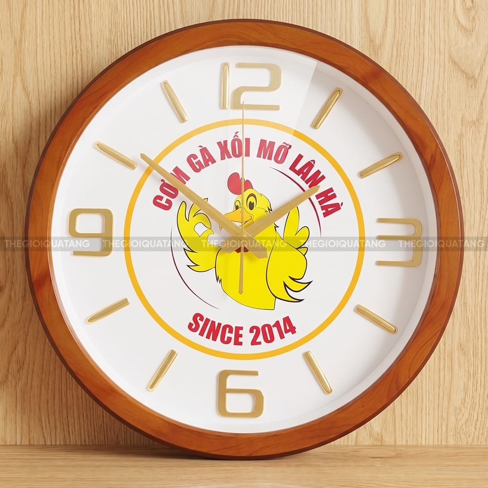 Đồng hồ treo tường cao cấp in logo thương hiệu 3