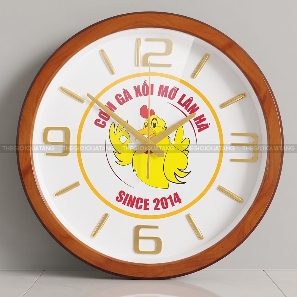 Đồng hồ treo tường cao cấp in logo thương hiệu 4