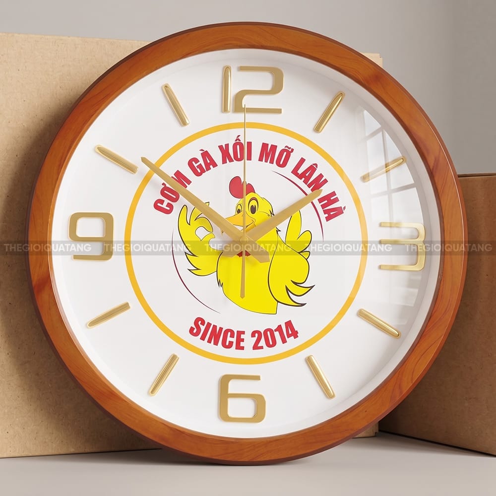 Đồng hồ treo tường cao cấp in logo thương hiệu 6