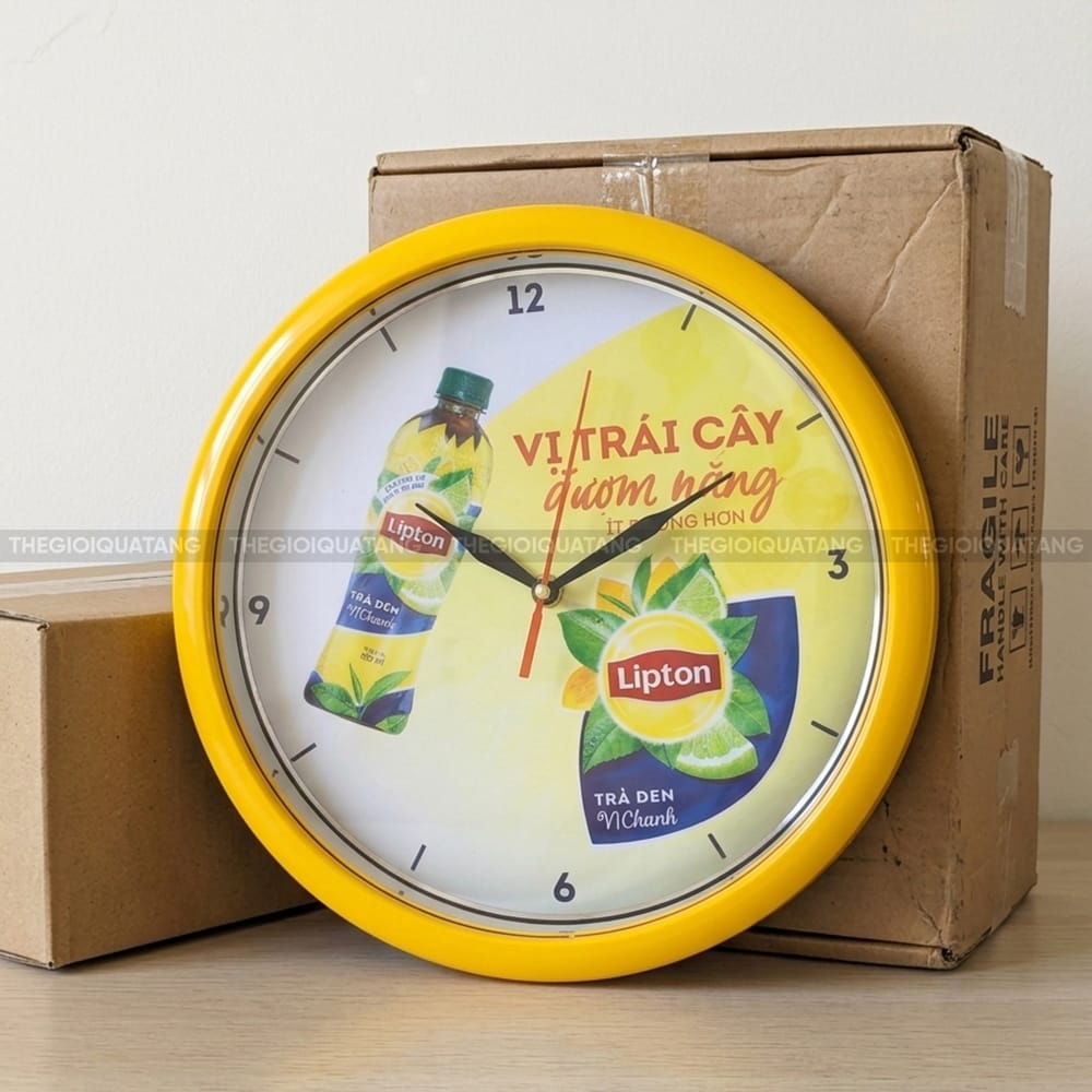 Đồng hồ treo tường in logo công ty Trà Lipton vị trái cây 7