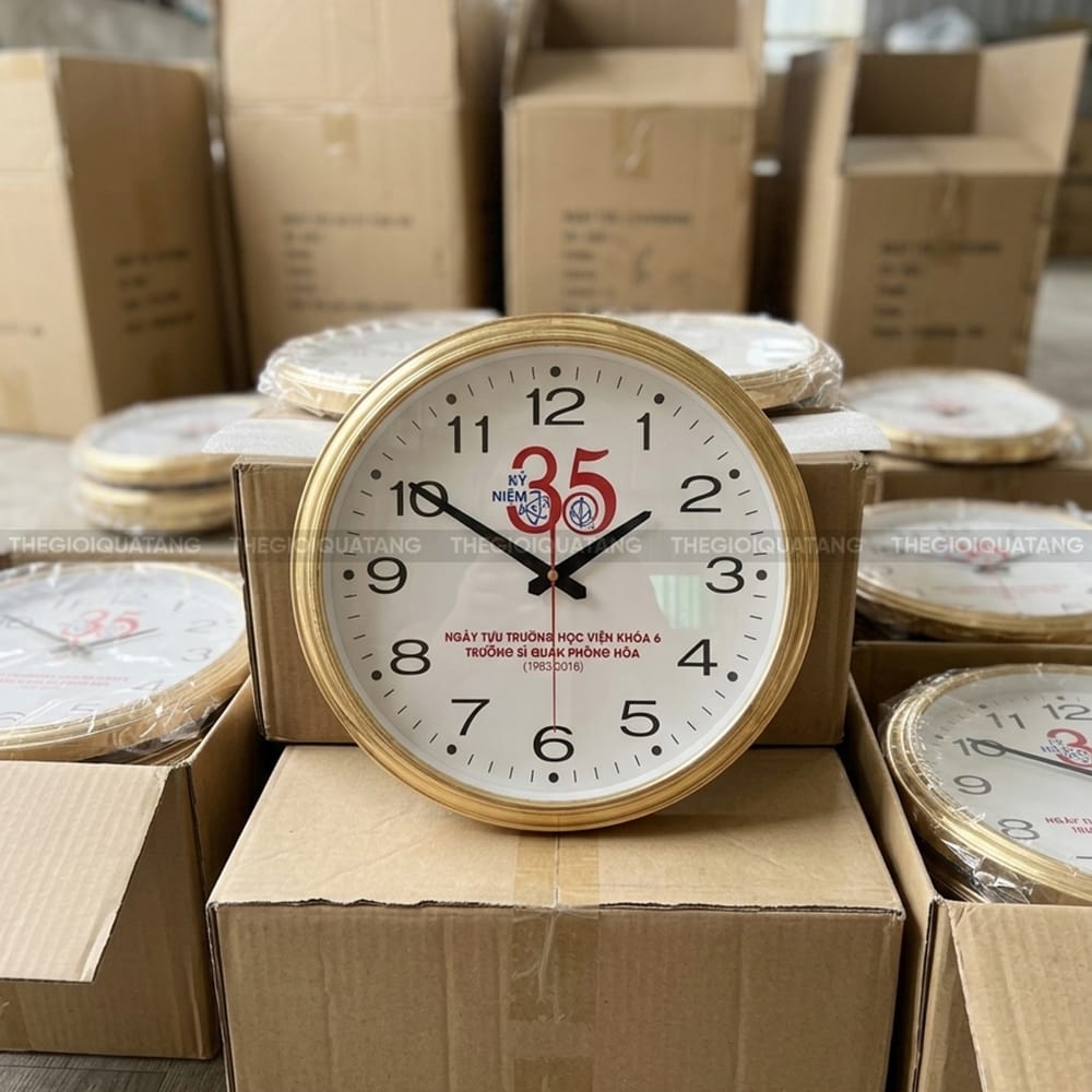 Đồng hồ treo tường in logo Kỷ niệm 35 năm tựu trường Học Viện Khóa 6 Trường Sĩ Quan Phòng Hóa 5