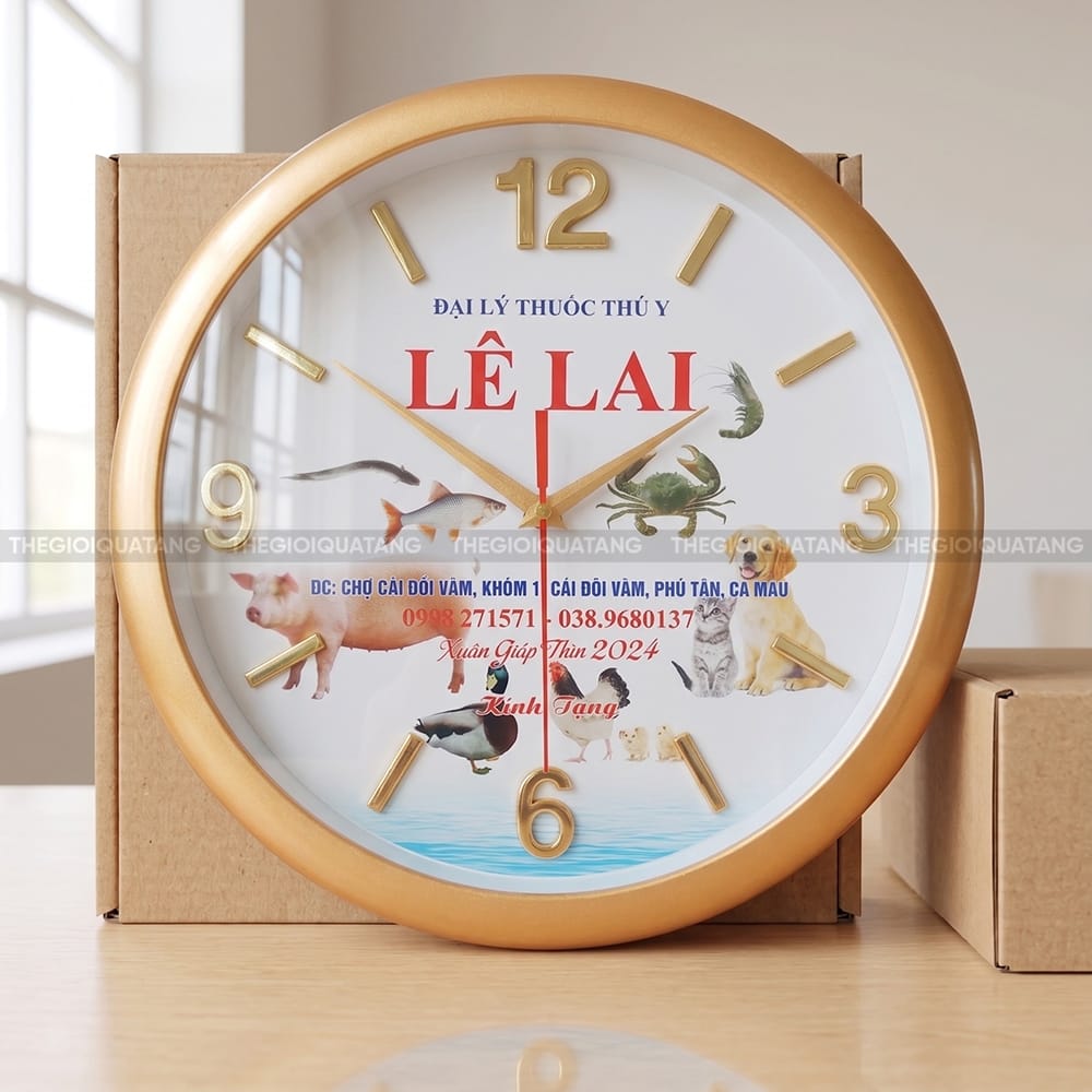 Đồng hồ treo tường in logo làm quà tặng tri ân 3