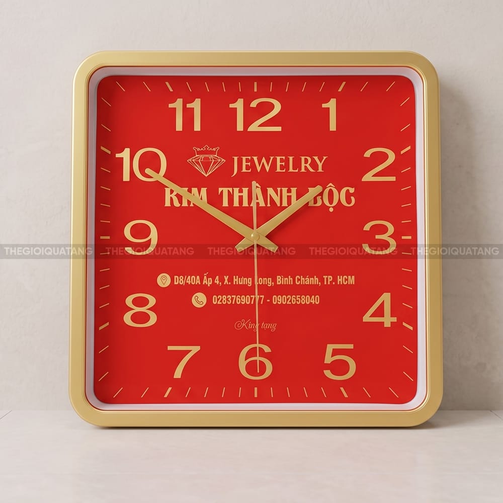 Đồng hồ treo tường in logo quà tặng Jewelry Kim Thành Lộc 5