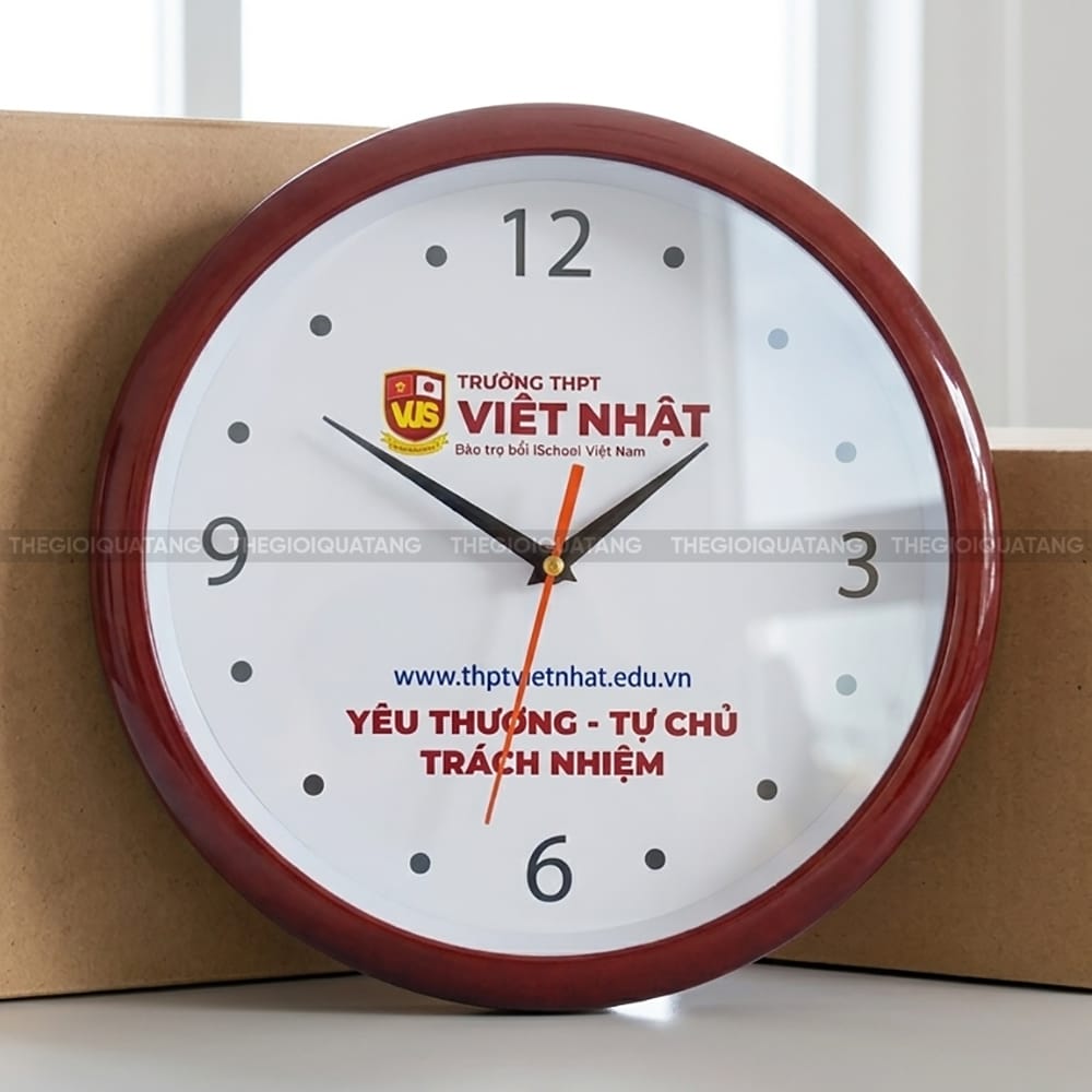 Đồng hồ treo tường in logo Trường THPT Việt Nhật 1