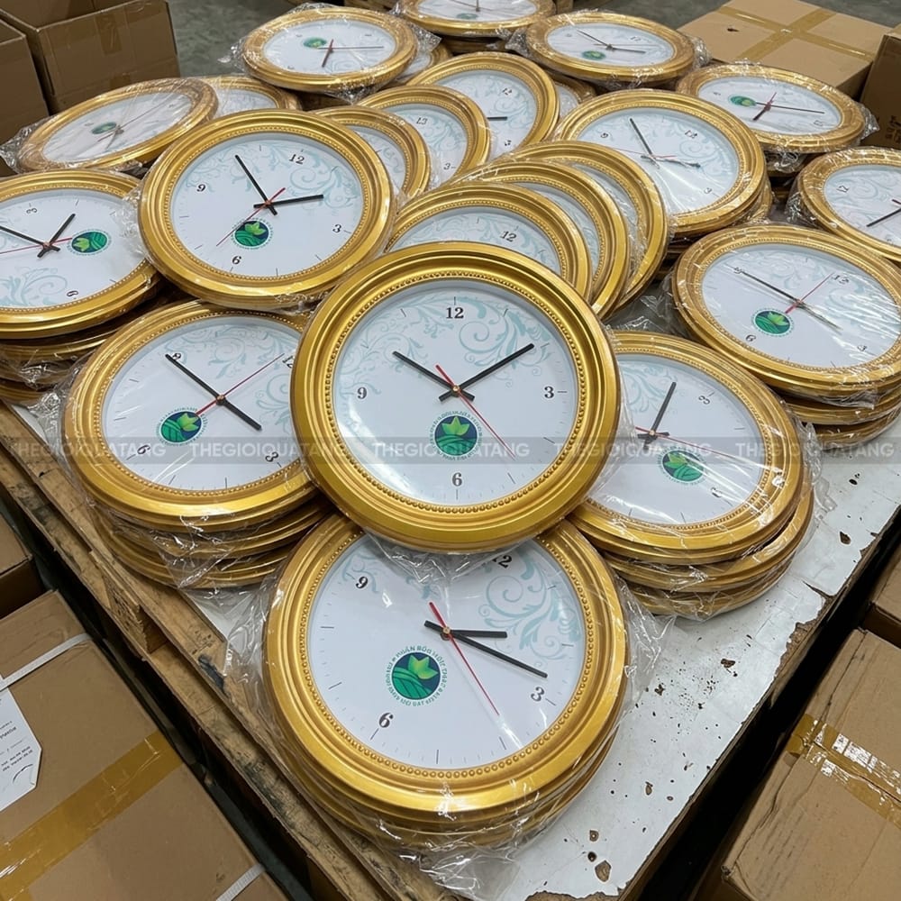 Đồng hồ treo tường quà tặng in logo QT25071-4