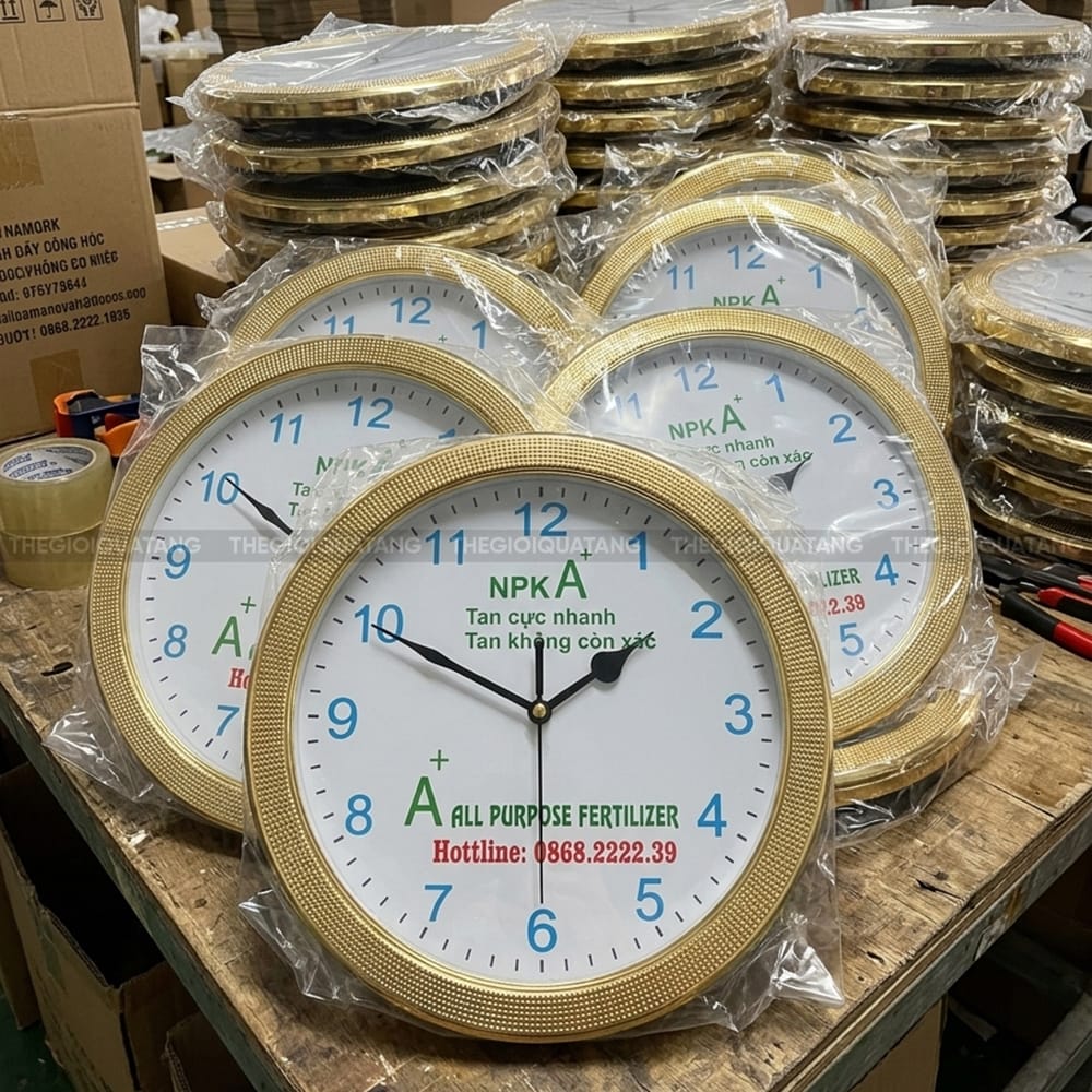 Đồng hồ treo tường quà tặng in logo QT25073-1