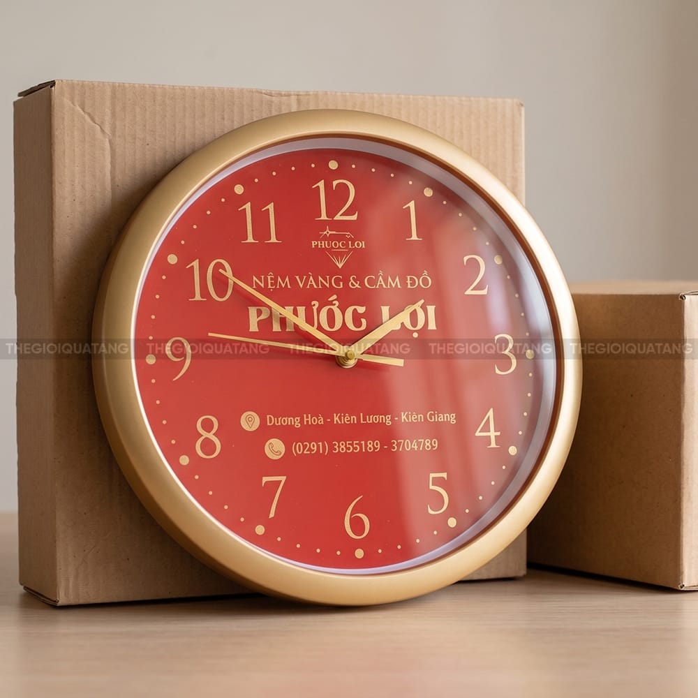Đồng hồ treo tường quảng cáo in logo Phước Lợi 6