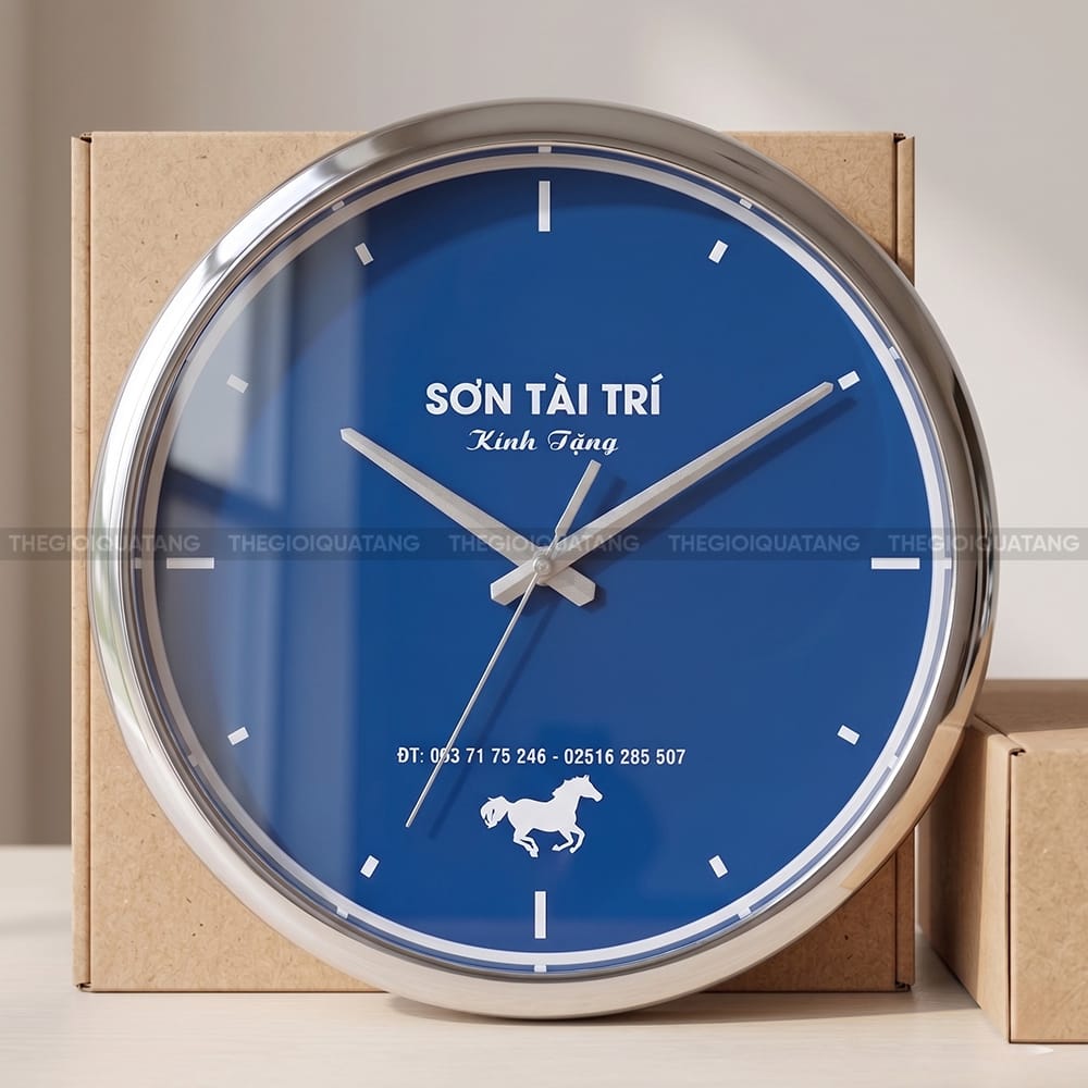 Đồng hồ treo tường quảng cáo in logo Sơn Tài Trí 3