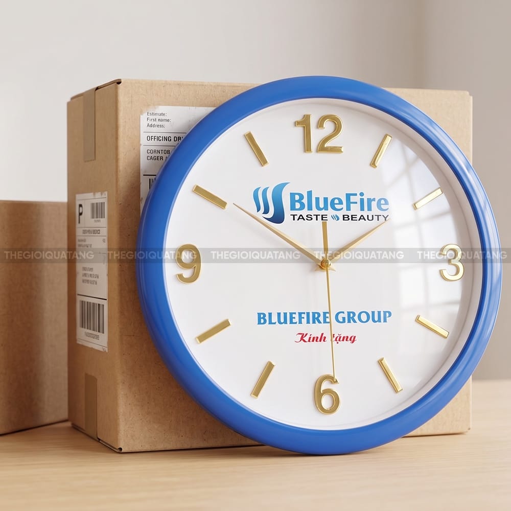 Đồng hồ treo tường tròn in logo BlueFire Group 2
