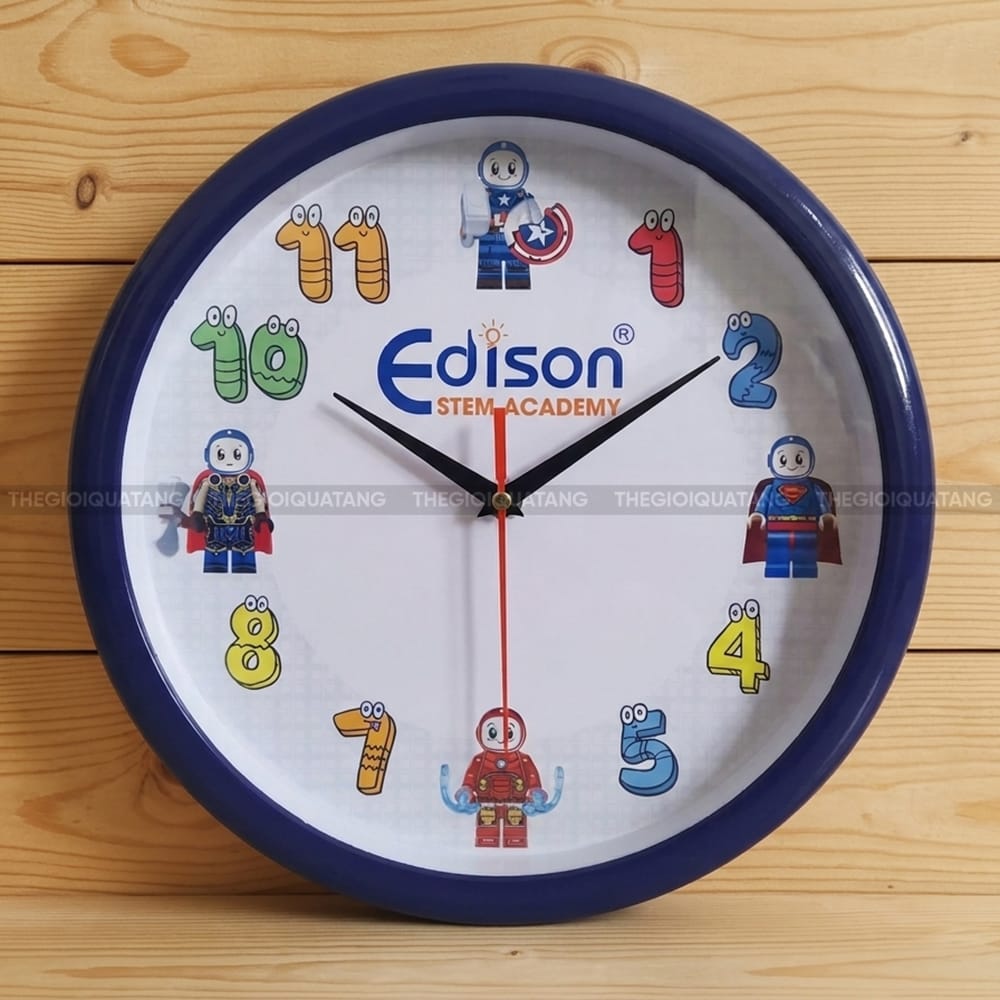 Đồng hồ treo tường tròn in logo Edison Academy 1