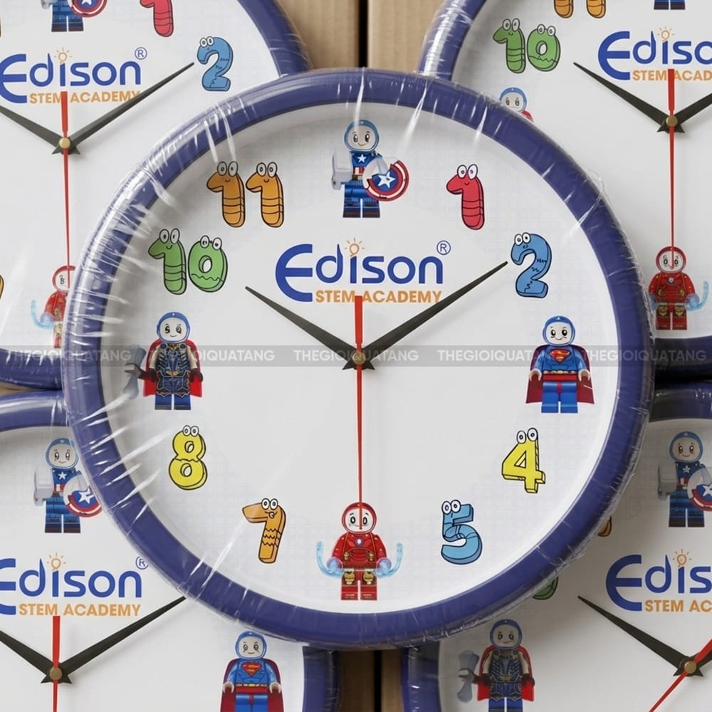 Đồng hồ treo tường tròn in logo Edison Academy 4