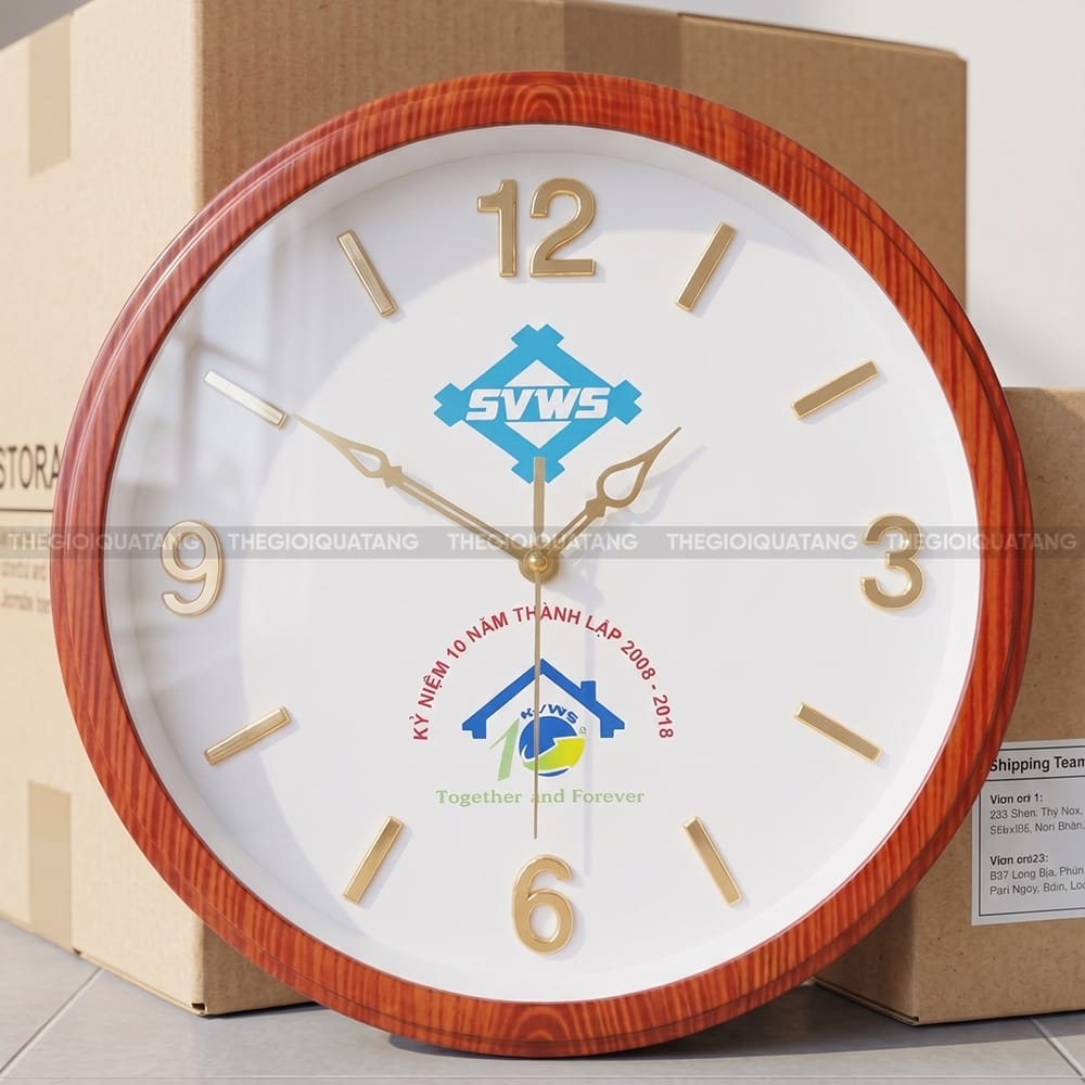 Mẫu đồng hồ treo tường cao cấp Kỷ niệm 10 năm thành lập SVWS 1