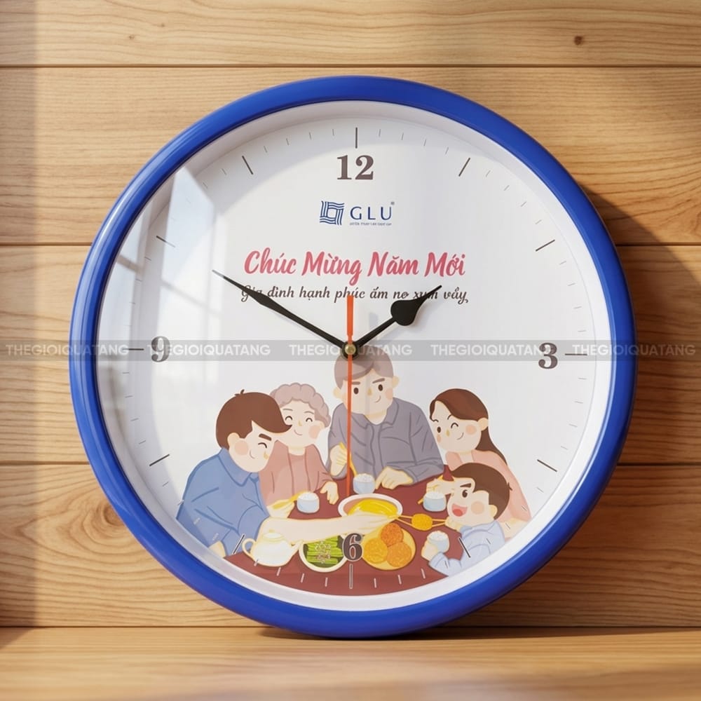 Mẫu đồng hồ treo tường Chúc Mừng Năm Mới GLU 3