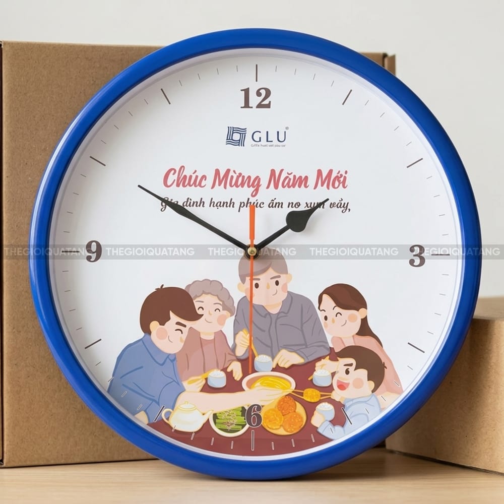 Mẫu đồng hồ treo tường Chúc Mừng Năm Mới GLU 5
