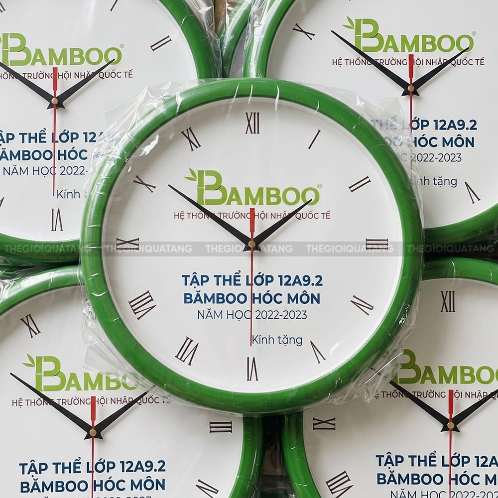 Mẫu đồng hồ treo tường in logo Bamboo Hóc Môn 3
