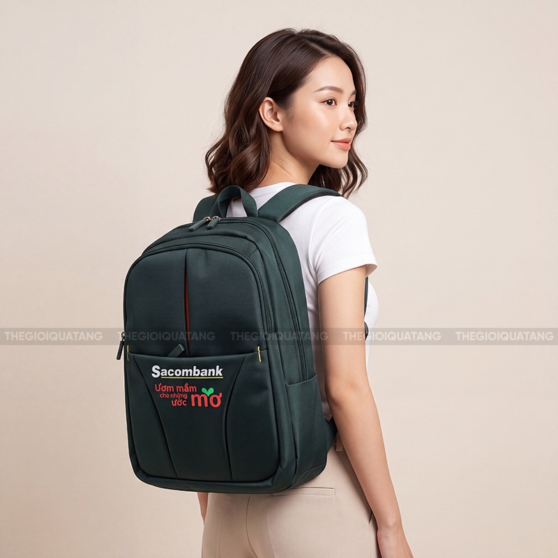 May balo quảng cáo Sacombank logo thêu cao cấp 4