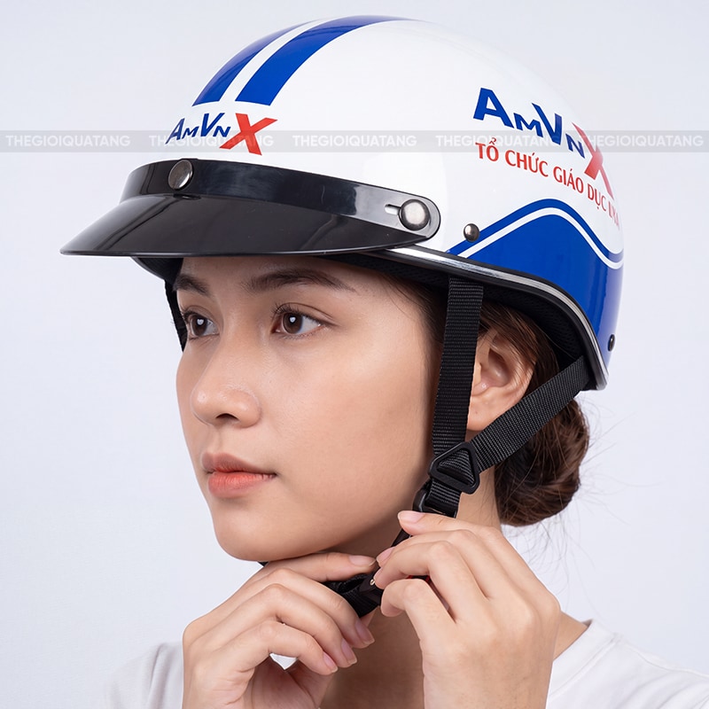 Nón bảo hiểm in logo theo yêu cầu tại xưởng 2