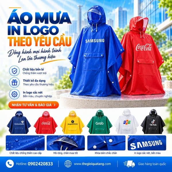 áo mưa quà tặng in logo