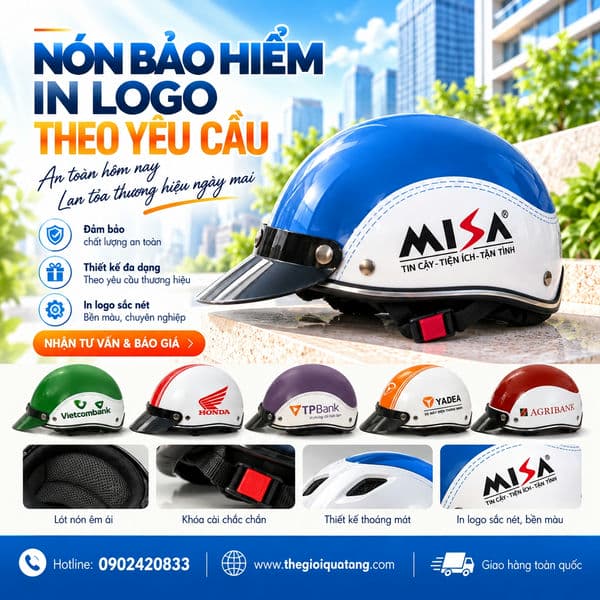 nón bảo hiểm quà tặng in logo