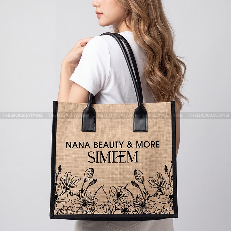 Túi vải đay đựng quà tặng in logo 1
